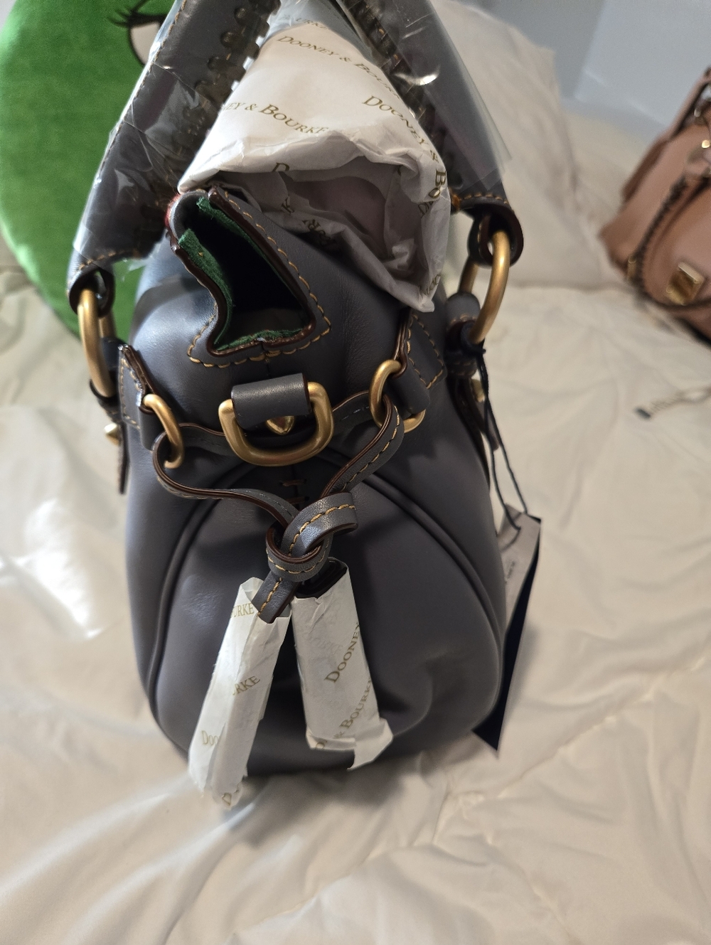 Dooney & Bourke Steel Blue Florentine Leather Satchel - NEW - Picture 6 of 7